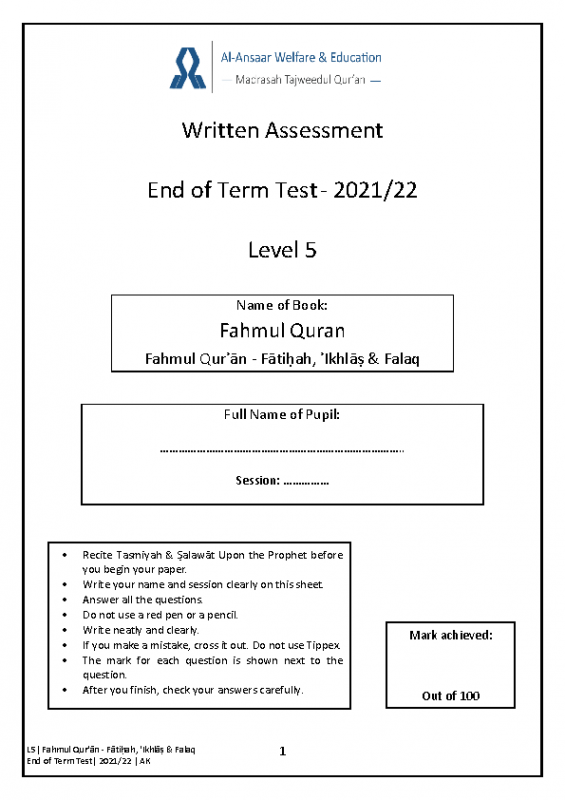 L5 | Term Test 2021-22
