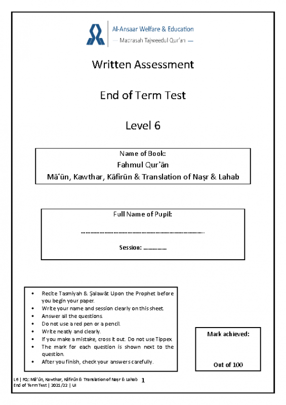 L6 | Terms Test 2021-22